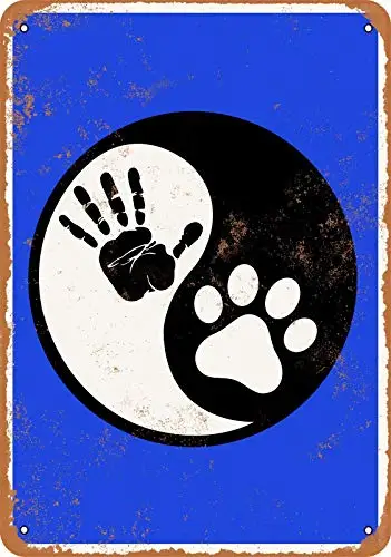 

12x8 Inches Metal Sign Yin Yang Dog Wall Decor