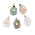 5 шт.лот натуральный камень кристалл минералы драгоценный камень кулон из нержавеющей стали кулон DIY серьги браслет ожерелья Изготовление ювелирных изделий