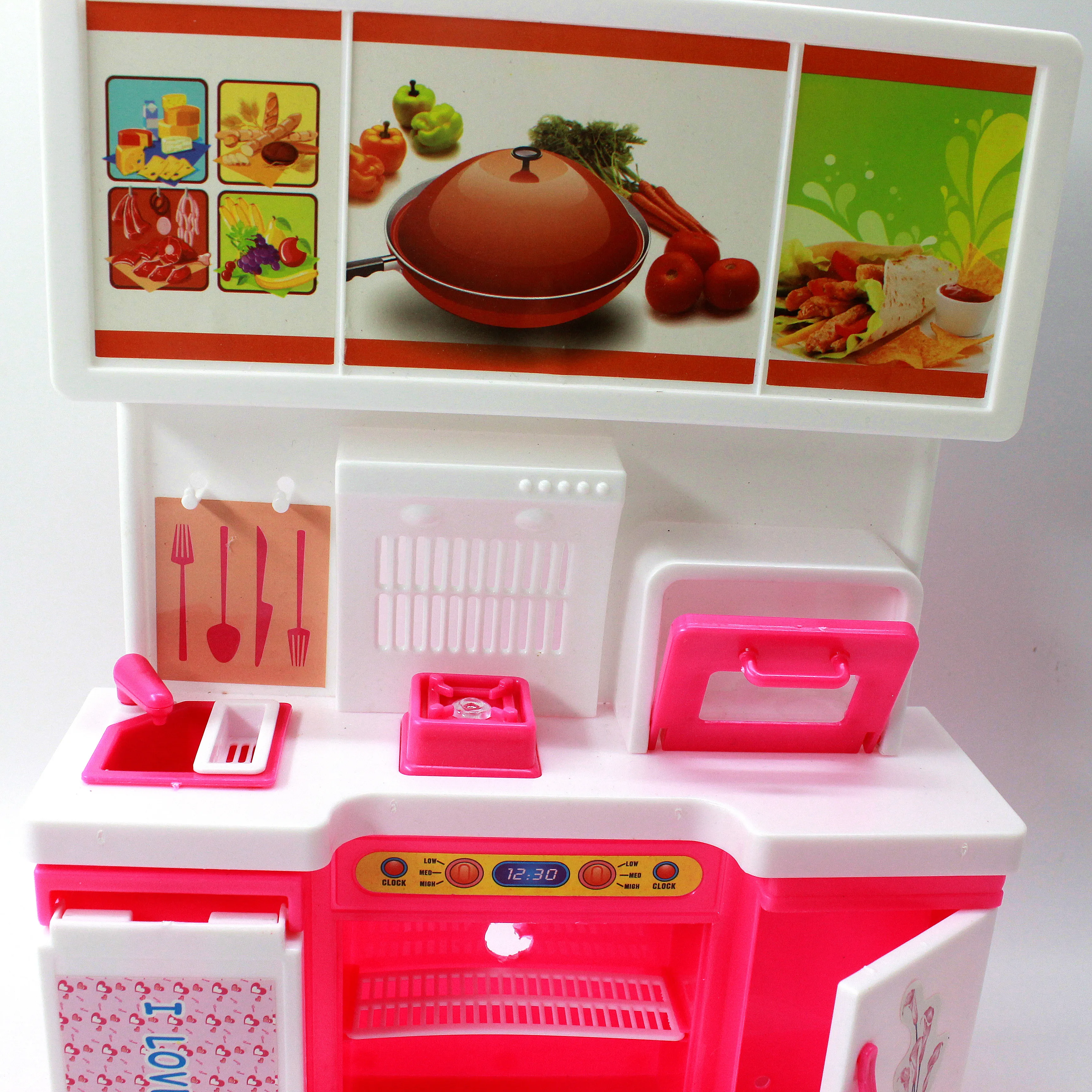 new pretend play simulation kitchen set cooking cabinet tool tableware furniture accessories for barbie dolls kids toy girl gift free global shipping