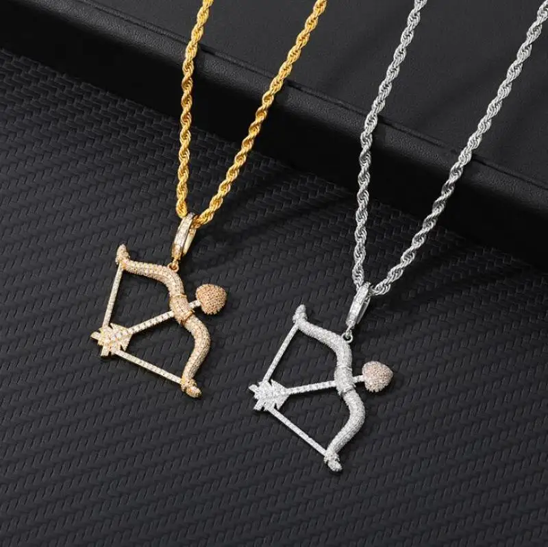 

Fashion Exquisite Inlaid Shiny Zircon Cupid's Arrow Pendant Necklace Couple Dating Accessories Gift