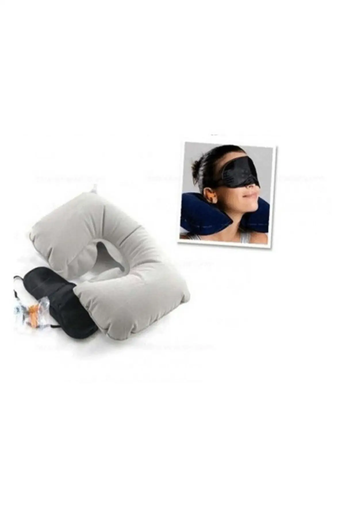 Travel Set (3 Pieces) Pillow, Headphone, Eye Patch Space-saving Quality Set