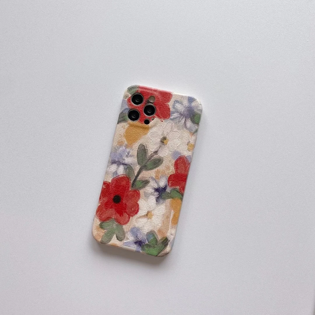 

INS European and American oil painting small flower mobile phone case for iPhone 11 12 pro MAX Xs MINI Xr X 7 8plus back cover