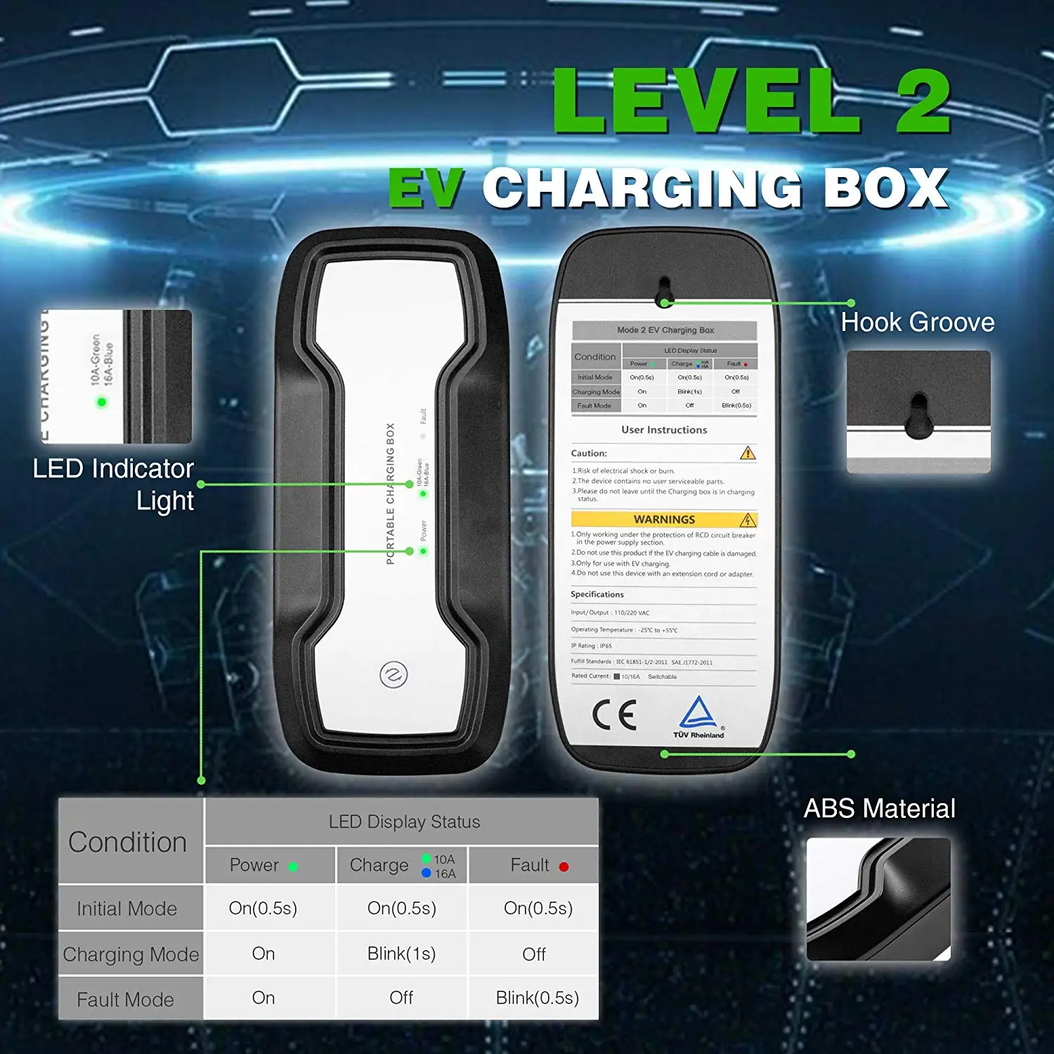 

32A Portable EV Charger Type 2 IEC 62196-2 Level 2 Adapter Coiled EV Charging Station electric car charger station in Europe
