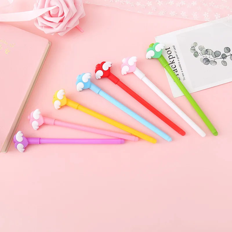 

60PCS Cute Wings Lovely Gel Pens Cartoon Student Writing Implement Black Signature Pen 0.5mm Kawaii School Supplies Stationery
