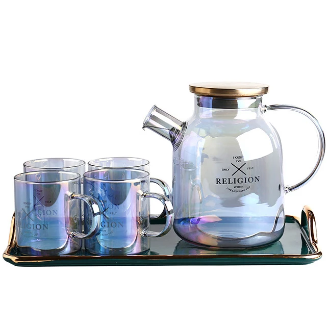 

Цветной стеклянный кувшин, термостойкий и взрывозащищенный чайник и кофеварка, Бытовой Холодный чайник, прозрачная чашка