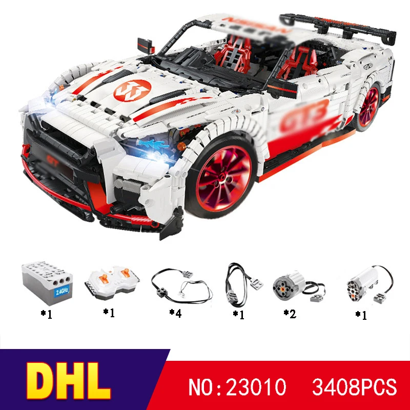 DHL 23010 3408 шт. Moc Technology Nismo Nissan GTR GT3 набор скоростных гоночных спортивных автомобилей