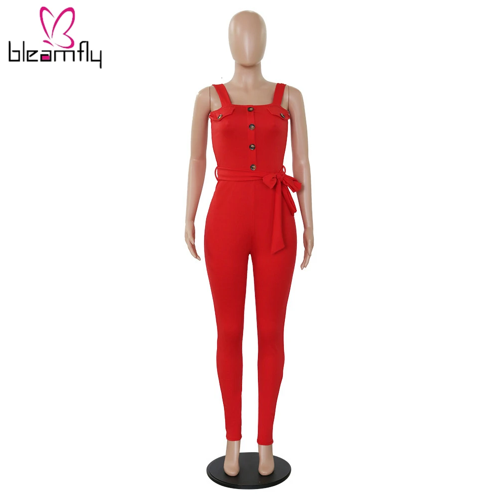 2019 женские летние одноцветные Комбинезоны на тонких бретелях с высокой талией и