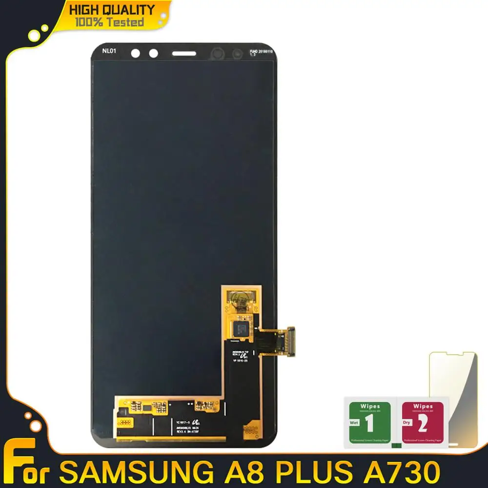 ЖК дисплей 100% протестированный рабочий AMOLED для Samsung Galaxy A8 Plus 2018 A730 A730F сенсорный