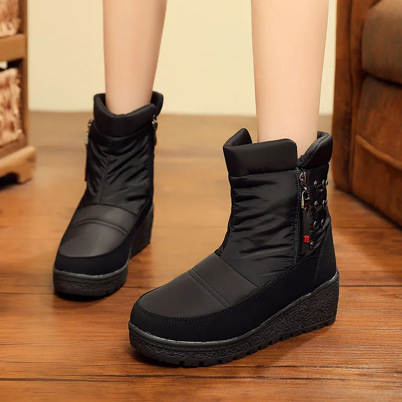

2019 г., новая модная Водонепроницаемая женская зимняя обувь женские зимние ботинки теплые повседневные ботинки с мехом внутри на нескользящ...