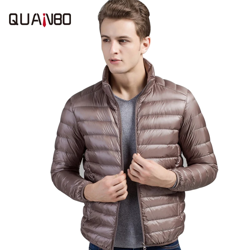 QUANBO/Высококачественная ультратонкая куртка пуховик на 90% белом утином пуху