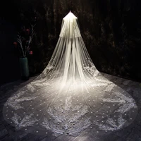 gossamer custom bridal veil white studio wedding photo headdress super long large tail veil