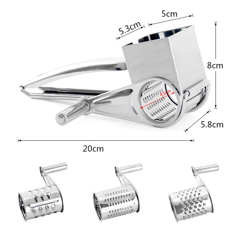 

Newly Stainless Steel Cheese Grater Hand Crank Rotary Blades Vegetable Grinder Kitchen TE889