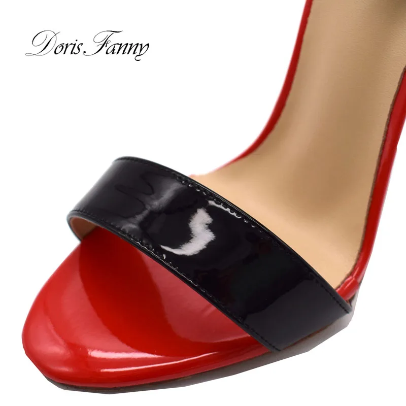 photo 10cm Doris Fanny/женские Босоножки с открытым носком; коллекция года; летние туфли с ремешком на щиколотке; женская обувь на каблуке - Цвет: photo 10cm