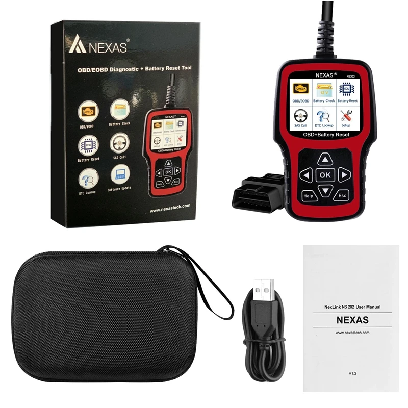 

NEXAS NS202 Автомобильный многофункциональный инструмент для сброса батареи OBD/EOBD диагностический инструмент для автомобилей
