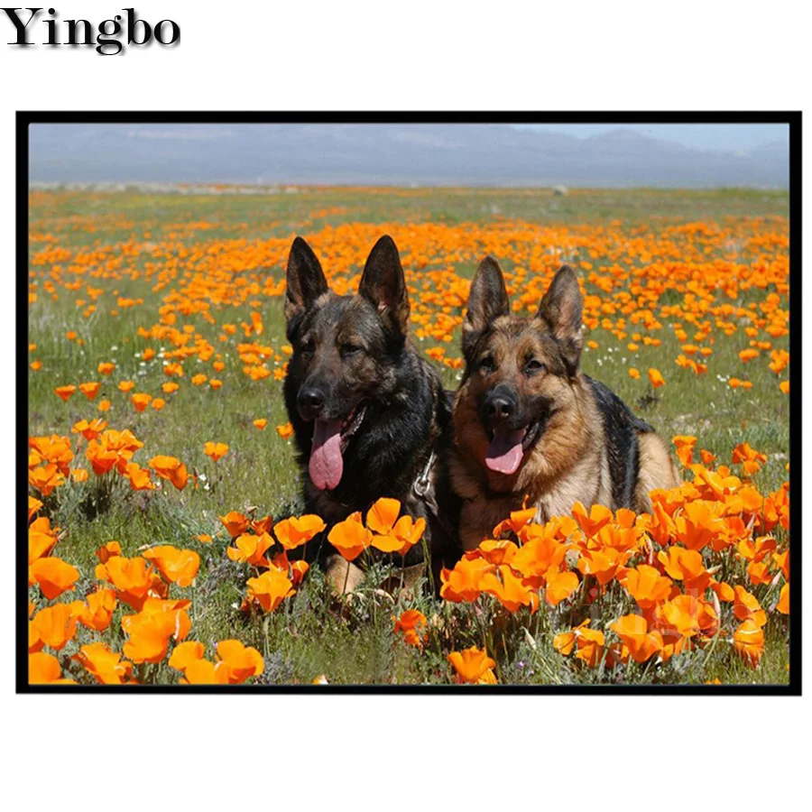 Немецкая овчарка Алмазная картина полностью квадратная круглая мозаика 3d