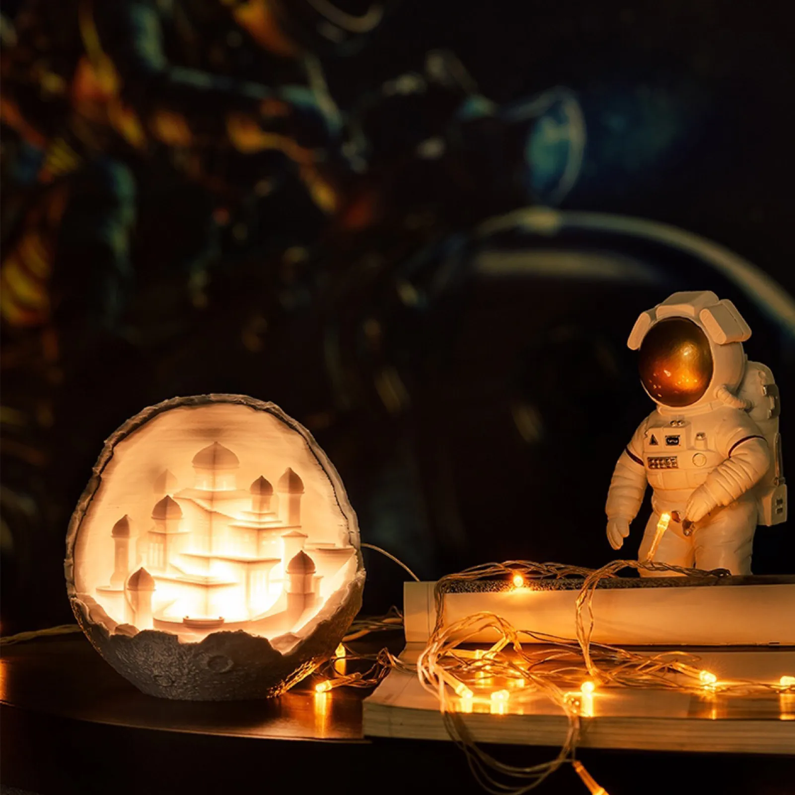 

Planet Moon Castle Light 3D Printed 16 Color Mode With Dimmer USB Charging Remote Control Kid Night Lamp Christmas New Year Gift