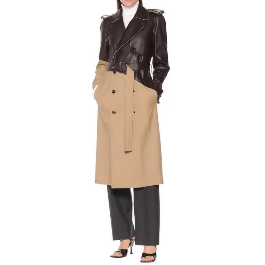 

Новинка, большие длинные куртки из мягкой кожи, женские двубортные куртки из искусственной кожи с отворотом, укороченные куртки в стиле пан...