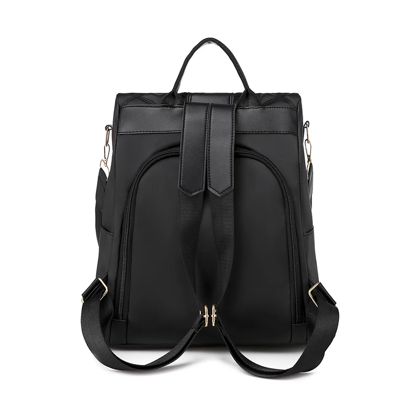 Женский дизайнерский рюкзак TETHYS черный кожаный школьный ранец для