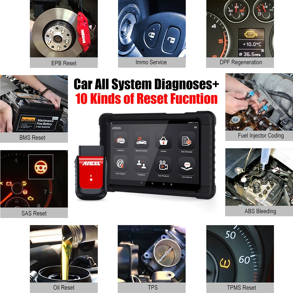 Ancel x6 Bluetooth OBD2 сканер ABS воздушная подушка масло EPB DPF сброс Профессиональный