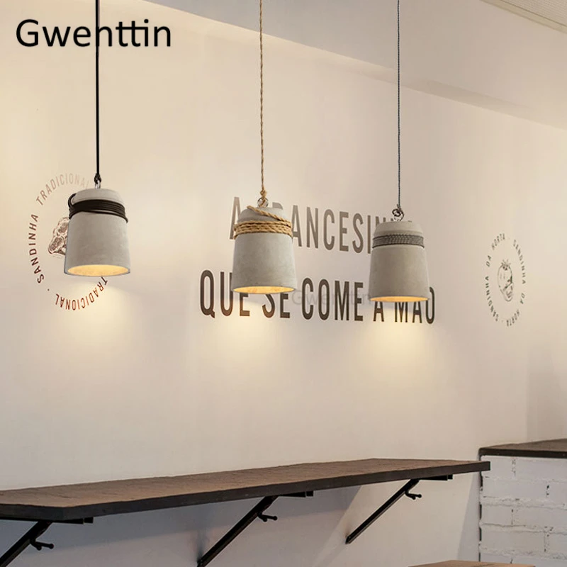 Винтажный подвесной светильник из пеньковой веревки в стиле ретро промышленный