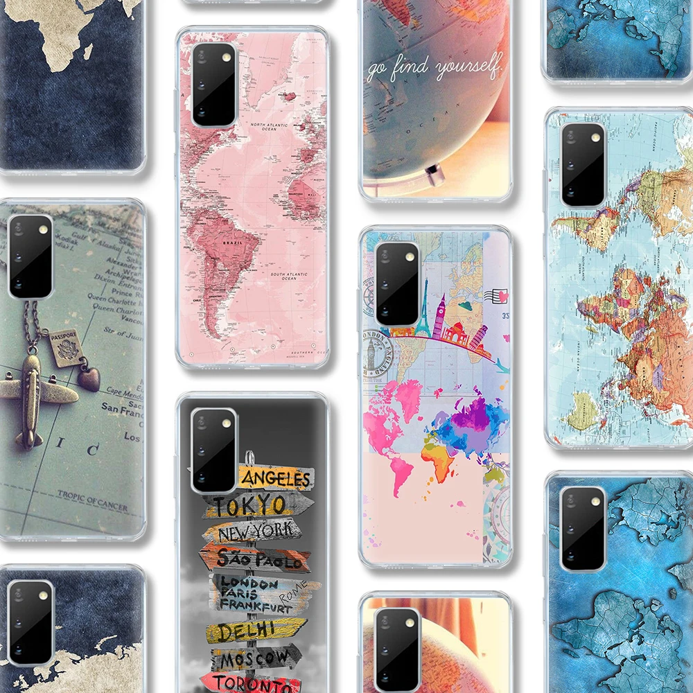 Карта мира футляр для Samsung Galaxy A51 A50 S20 S10 A71 A70 A40 S9 S8 A30 S7 S10e ультра Примечание 10 9 8 Edge