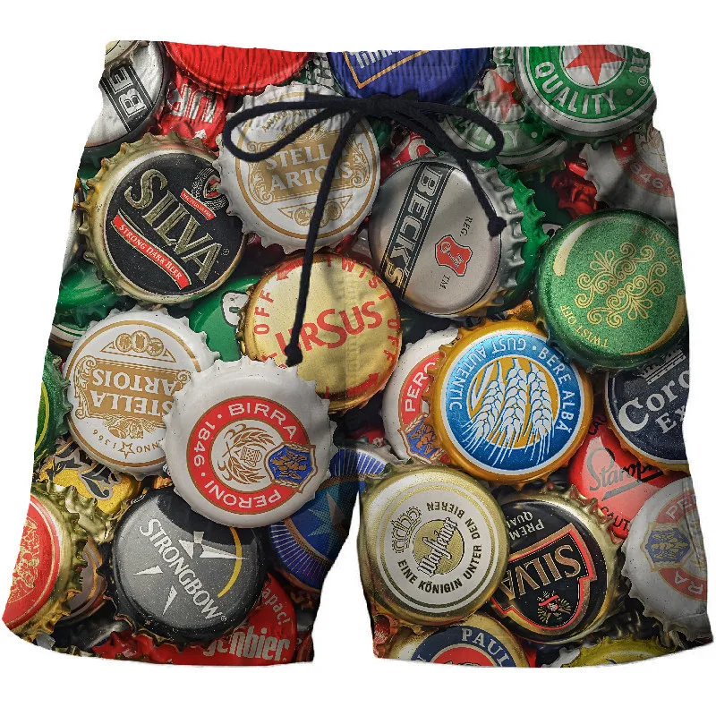 

2021 summer beer 3D printing casual beach shorts high quality quick-drying men's hip hop Harajuku fitness casual fashion shorts