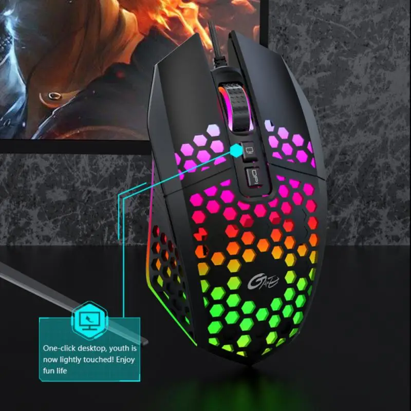 

1pc New X801 7 Buttons USB Wired Hollow Mouse 6 Speed 8000 DPI Adjustable Lighting Gaming Mouse For Computer PC Laptop