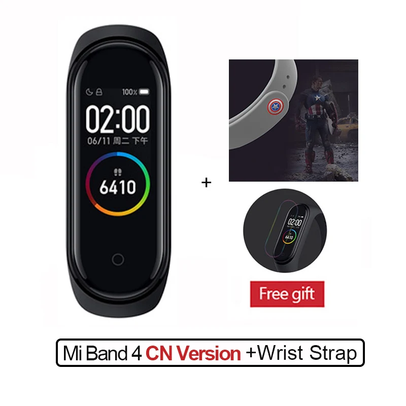 CN Add Gray Captian Новейший Xiaomi mi-браслет 4, фитнес-браслет с цветным экраном, Bluetooth 5,0, смарт-браслеты 4, сменный mi Band 3 - Цвет: CN Add Gray Captian