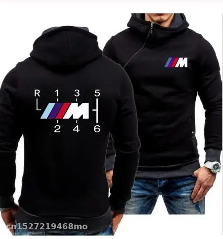 Мужская повседневная спортивная толстовка с капюшоном на молнии сбоку для bmw M