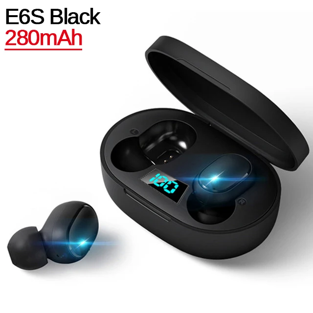 E6S Black X7 2200 мАч TWS отпечатков пальцев сенсорный Bluetooth наушники, HD стерео беспроводные наушники, шум отмена Игровые наушники расстояние ≥30 м - Цвет: E6S Black
