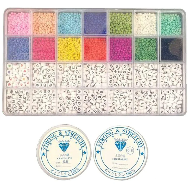 Acrylic Alphabet Square Beads Letter with 1/2 Roll Crystal String Cord for Jewelry Making (5000Pcs) | Украшения и аксессуары