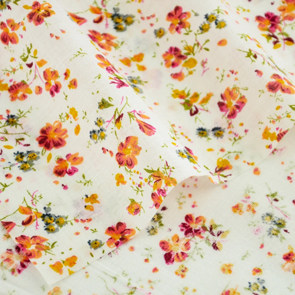 Новое поступление хлопковая простая ткань оранжевый и красный цветок