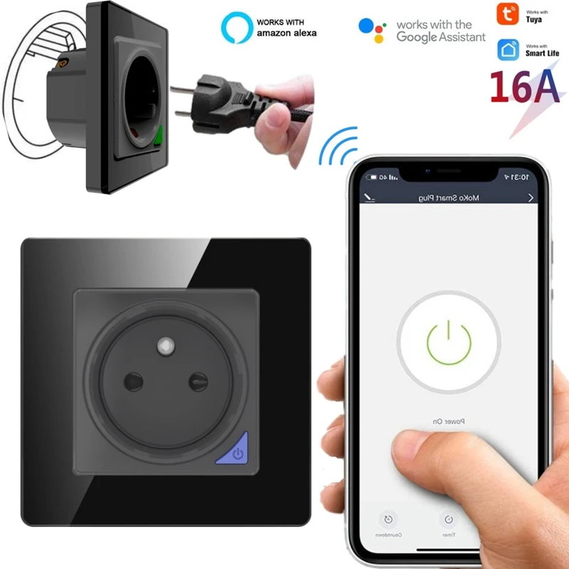 

Смарт-розетка настенная, 16 А, 86 граффити, Wi-Fi