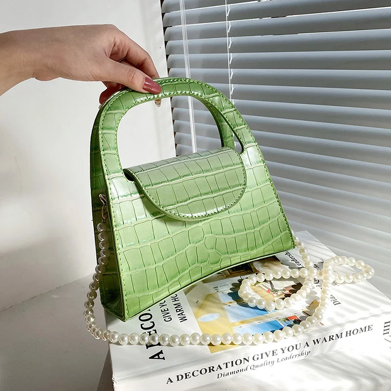 

Женская сумка через плечо из ПУ кожи, с жемчужной цепочкой