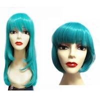dbz bulma wig bulma cosplay green straight hair long short wig for women halloween role play tools cosplay costume wig