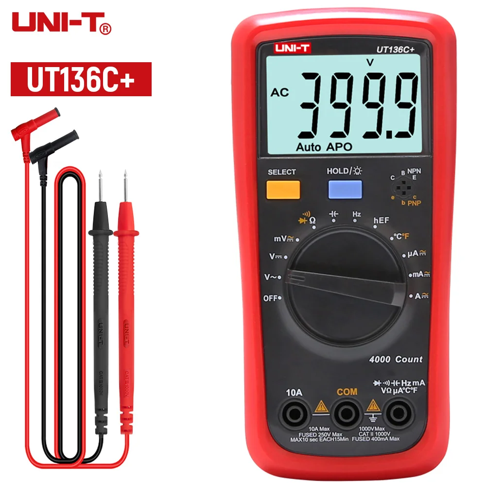 

UNI-T UT136C+ High Precision Digital Multimete Three Semi-automatic Range Multimeter Capacitance Tester