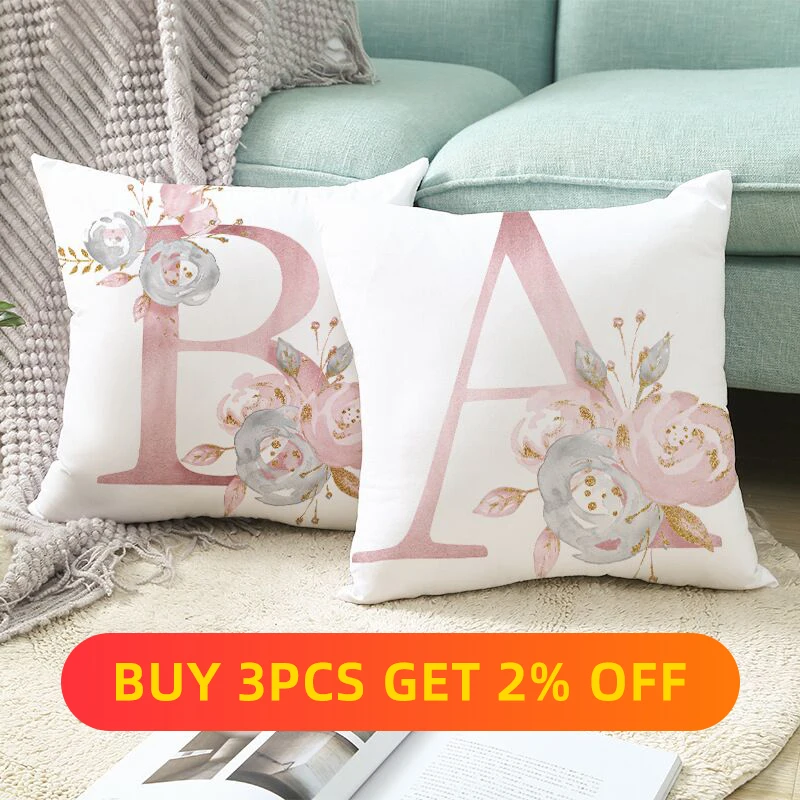 

DAYDAY 26 Letter Fluffy Printing Pillowcase Polyester Waist Cushion Pillowcase Wedding Home Furnishing наволочка 45x45cm