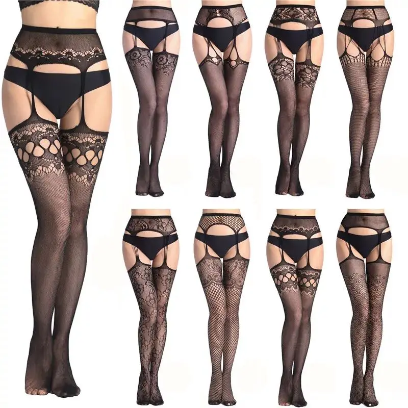

2021 Sexy Lingerie Stockings Garter Belt Fashion Striped High Tube Over The Knee Socks Long Woman Fishnet Pantyhose Stockings