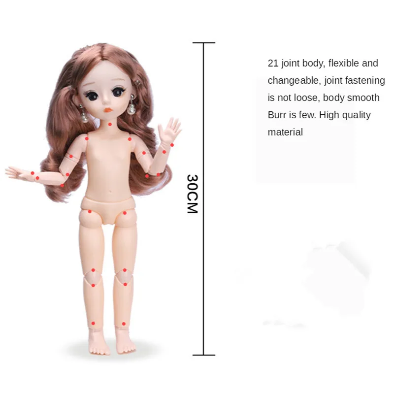 Новинка 12 дюймов 21 шарнирная кукла BJD 30 см 1/6 макияж милые Искусственные ресницы