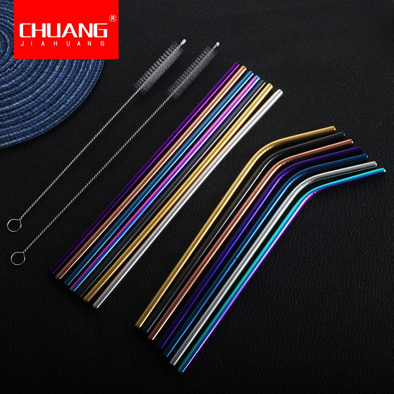 Красочные 304 соломинки многократного использования из нержавеющей стали прямой