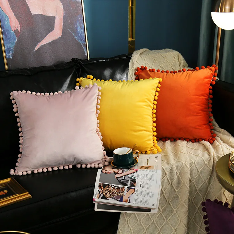 Синяя Подушка современный минималистичный шар для волос наволочка