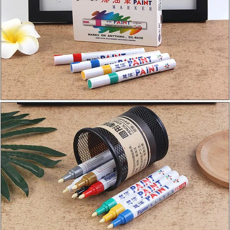 

12 Colors Universal Waxing Sponge Paint Marker Pens Permanent Waterproof Tyres Cars pen Doodle Ink Marker Pen