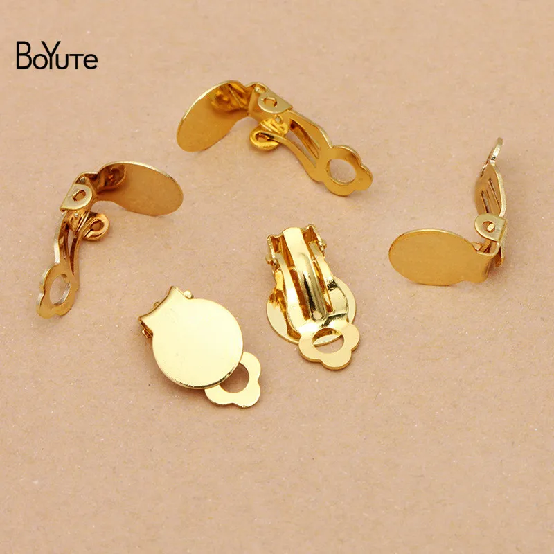 BoYuTe (100 шт./лот) металлический латунный без пирсинга зажим для ушей с 10 мм пустым