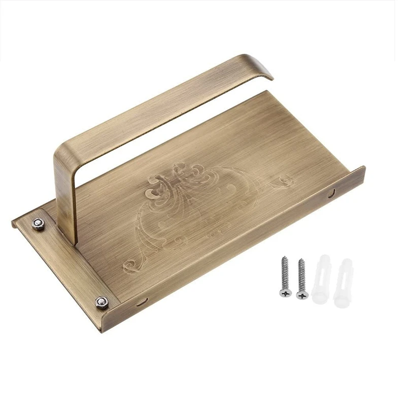 Wall Mounted Vintage Antique Metal Toilet Bathroom Paper Holder With Phone Shelf Roll | Обустройство дома