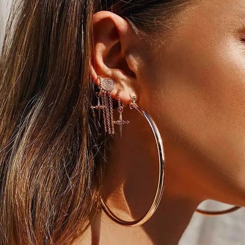 Boho круги большие креольский женские серьги кольца для Для женщин девочки дружба