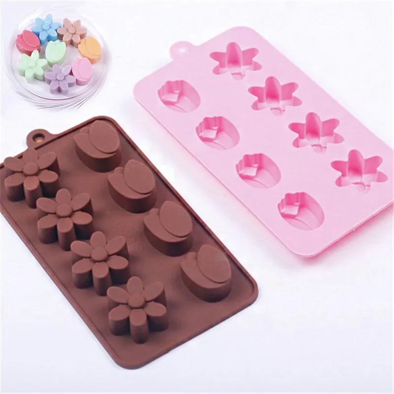Модная форма воск 8 отверстий шоколад тюльпан Маргаритка цветок кубик льда