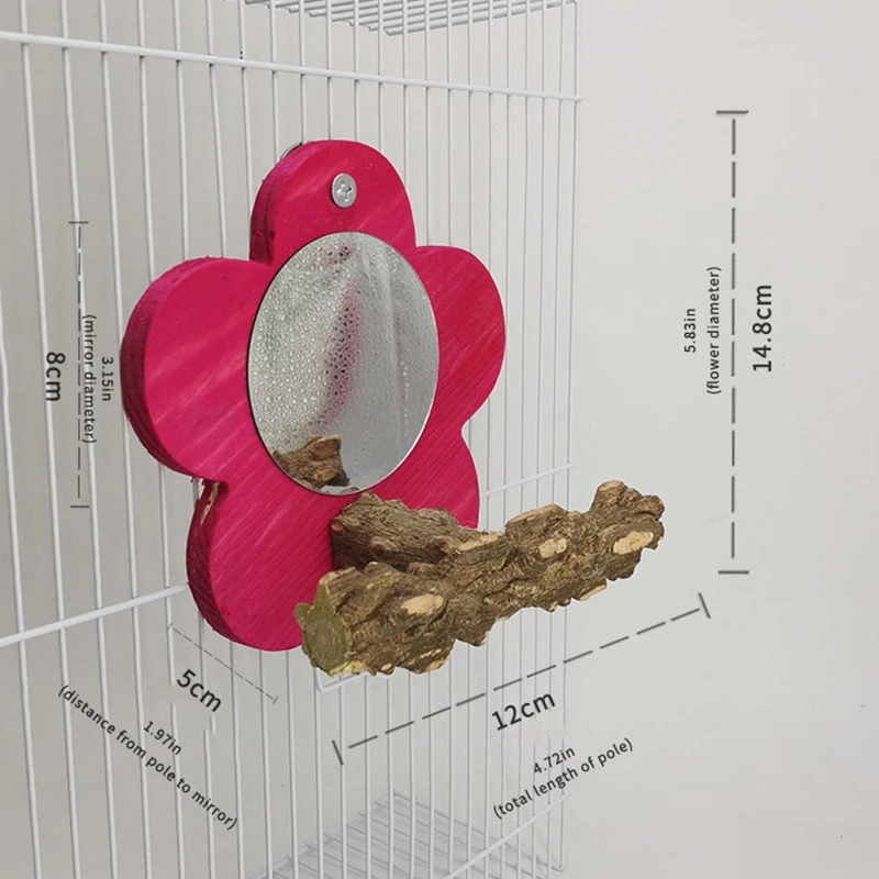 

Bird Mirror Creative Flower Shape Acrylic Parrot Mirror Toy Bird Cage Toy Flower Shape