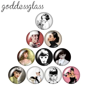 10 шт., круглые стеклянные кабошоны с плоской задней поверхностью, для женщин, Хепберн, Мэрилин Монро, 12 мм18 мм20 мм25 мм30 мм