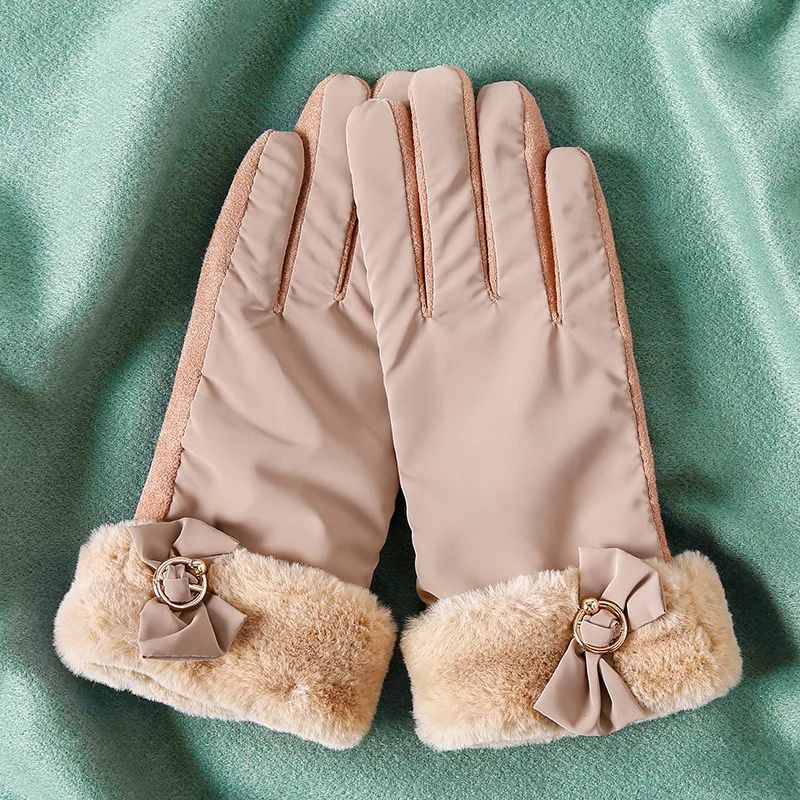 

Christmas gloves ladies autumn and winter touch screen plus velvet warm suede cute student gloves riding driving thick windproof