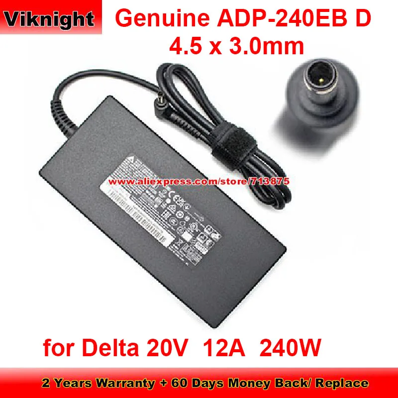 Genuine ADP-240EB D 240W Charger 20V 12A AC Adapter for Msi DELTA 15 A5EFK-001 A5EFK-033FR GS66 12UGS-025 4.5 x 3.0mm Tip